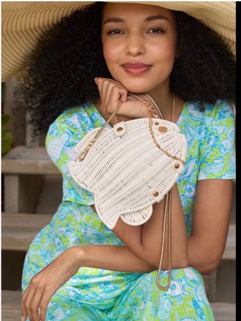 NWT Lilly Pulitzer Wicker Fish Crossbody Bag